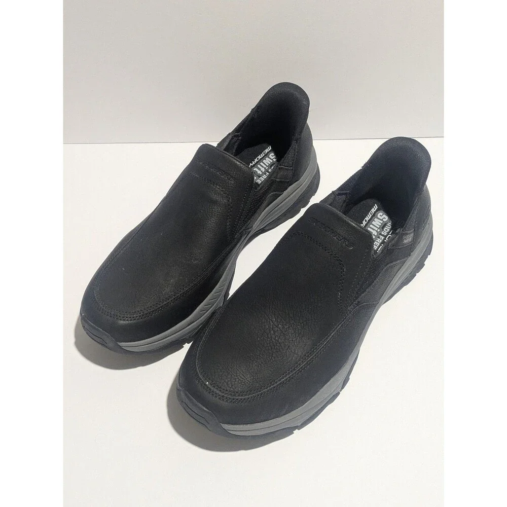 Skechers Relaxed Fit Memory Foam Black‎ Slip On Shoes Men’s 11